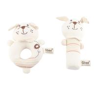 Multifunction Infant Soft Toys, Organic Cotton Baby Rattles and Plush Rings Ringing Soothing Plush Stuffed Animal Rattle for Newborns 0 3 6 9 12 Months (Puppy)