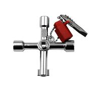 Multifunction Key Tool - 4 Way Water Meter Wrench for Heavy Loads | Handle with Tap for Key and Portable Metal | for Faucets, Internal Triangle Valves, P Style