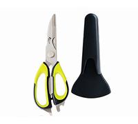Multifunction Kitchen Scissors, 7-in-1 Heavy Duty Stainless Steel Culinary Scissor with Magnetic Holder, Detachable Household Kitchen Shear for Cut Poultry Bone Vegetables Fruit Seafood (Black Green)