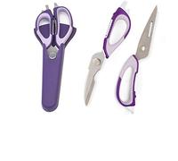 Multifunction Kitchen Scissors, 7-in-1 Heavy Duty Stainless Steel Culinary Scissor with Magnetic Holder, Detachable Household Kitchen Shear for Cut Poultry Bone Vegetables Fruit Seafood (Purple)