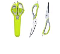Multifunction Kitchen Scissors, 7-in-1 Heavy Duty Stainless Steel Culinary Scissor with Magnetic Holder, Detachable Household Kitchen Shear for Cut Poultry Bone Vegetables Fruit Seafood (Green)