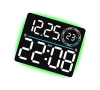 Multifunction Large LED Digital Clock, Black shell white | Remote Control Alarm Timer, Temperature Display and Night Light for Stylish Home Decoration