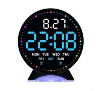 Multifunction LED alarm clock with full time and calendar display plus ambient lighting and sleep mode for quiet nighttime environment (A)