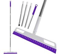 Multifunction Magic Broom, Household Silicone Wiper Floor Squeegee Non-Stick Hair Sweeping Tool 4 in 1 Adjustable Floor Scraping Sweeper for Bathroom, Window, Kitchen, Tile Floor Cleaning (Purple)