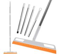 Multifunction Magic Broom, Household Silicone Wiper Floor Squeegee Non-Stick Hair Sweeping Tool 4 in 1 Adjustable Floor Scraping Sweeper for Bathroom, Window, Kitchen, Tile Floor Cleaning (Orange)