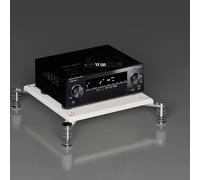 MultiFunction Media Stand 1Tier Video Audio Rack Open Component Cabinet ShockAbsorbing Foot SpaceSaving Stereo Storage White Finish 11cm/4.3in Height