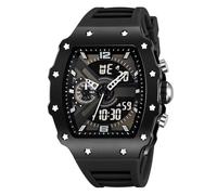 Multifunction Men’s Tactical Sports Watch, Dual Time Display, Waterproof 50M, Stopwatch, Alarm, Date, LED Light, Large Face(Black 1)