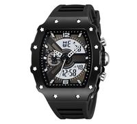 Multifunction Men’s Tactical Sports Watch, Dual Time Display, Waterproof 50M, Stopwatch, Alarm, Date, LED Light, Large Face(Black 2)
