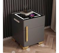 Multifunction Nightstand with Invisible Safe, Bedside Table with Wireless Charging, End Table with LED Lights and USB Ports, Smart Side Table for Bedroom Living