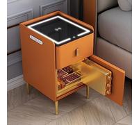 Multifunction Nightstand with Invisible Safe, Bedside Table with Wireless Charging Station, End Side Table with LED Lights and USB Charging, Smart End Table for Bedroom Living Room Office Use