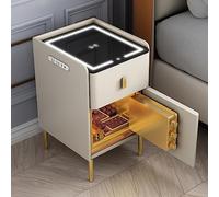 Multifunction Nightstand with Invisible Safe, Bedside Table with Wireless Charging Station, End Side Table with LED Lights and USB Charging, Smart End Table for Bedroom Living Room Office Use ( Color