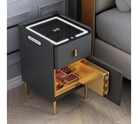 Multifunction Nightstand with Invisible Safe, Wireless Charging Station, LED Lights and USB Charging, Smart End Table for Bedroom, Living Room and Office Use