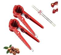 Multifunction Nutcracker with Non Slip Handel, 2026 New Nutcracker Tool, Nutcrackers Tool Heavy Duty Pecan Walnut, for All Nuts and Chestnuts (2PCS,Red)