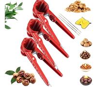 Multifunction Nutcracker with Non Slip Handle, Chestnut Cracker Tool, Stainless Steel Walnut Cracker Opener Tool, for Baking Walnuts and Chestnuts for The Holidays (3Pcs)