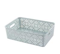 Multifunction Organization Basket Plastic Desktop Storage Bin 13.4x9.1x3.9 in Hollow Out Design - Large Capacity for Office Supplies & Cosmetics, Space - Saving Desk Organizer