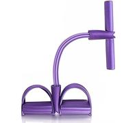 Multifunction Pedal Resistance 4 colour Band Sit-up Pull Rope Resistance Training Fitness Pedal Exerciser Tension Rope Sport Trainer Equipment for Legs Fitness Arm Leg Slimming Training (Purple)