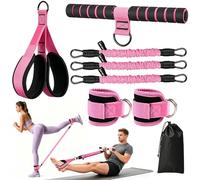 Multifunction Pedal Resistance Band with Handle & Adjustable Ankle Straps,3 Tube Adjustable Resistance Bands,Sit Up Exercise Equipment,Home Gym Fitness Equipment for Abdomen,Waist,Arm,Core,Leg Workout