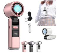 Multifunction Portable Handheld Turbo Ice-Cooling Fan, 5-Speed Foldable Mini Fan with AC-Like Gel Pad Tech, USB Rechargeable Personal Cooler for Travel, Outdoor, Office, Camping