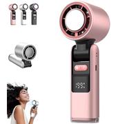 Multifunction Portable Handheld Turbo Ice-Cooling Fan, AC-Like Gel Pad Tech, 5 Gears, Rechargeable 135° Tilt Foldable, Compact Personal Fan for Travel, Office, Home (Pink)