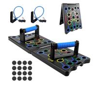 Multifunction Push Up Board, 24-in-1 Portable Strength Training Equipment,Home Workout Fitness Board with Resistance Bands,Handles&Non Slip Stickers,for Exercise Shoulders,Chest,Back and Triceps