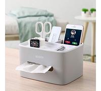 Multifunction Rectangular Tissue Holder Cover Case Facial Tissue Paper Box Napkins Dispenser Container Stylish Remote Control Pen Desk Storage for Living Room Bedroom Dressers Home Office Use (Blue)
