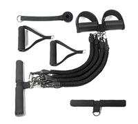Multifunction Resistance Training 4 Tube Home Gym Equipment Ankle Puller Tension Rope Sit-up Bodybuilding Expander Workout Bands With 2 Handle, 1 Door Anchor, 2 Foot Pedal, 2 Long Handle For Women/Men