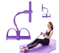 Multifunction Resistance Training 6 Tube Pedal Resistance Band, Sit-up Pull Rope Fitness Pedal, Exerciser Tension Rope Sport Trainer for Fitness Arm Leg Training purple