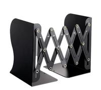 Multifunction Retractable File Sorter Rack Foldable Metal Display Bookshelf Magazine File Home Office Bookstand Bookends(Black)