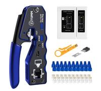 Multifunction RJ45 Crimp Tool, Professional RJ45 Pass Through Ethernet Crimping Tool, Premium All-In-One Network Tool Kit