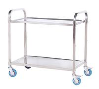 Multifunction Serving Portable Hand Trucks,Cart Hotel Bar Steel Handle Pushbar Heavy Gauge Stainless Steel Easy to Assemble, 3 Sizes,Kitchen,Silver,85X45X90Cm,Silver-95X50X95Cm