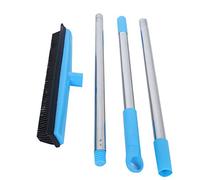 Multifunction Telescopic Floor Broom, Carpet and Pet Hair Dust Removal Sweeper with Squeegee Edge, Rubber PP Brush Head for Hardwood Tile Glass Cleaning Tools (Blue)