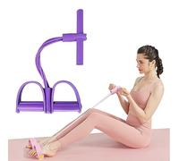 Multifunction Tension Rope, 6-Tube Elastic Yoga Pedal Puller Resistance Band, Natural Latex Tension Rope Fitness Equipment, for Abdomen/Waist/Arm/Leg Stretching Slimming Training (4-Tube Purple)