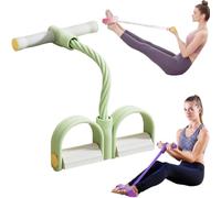 Multifunction Tension Rope, 6-Tubes Tension Rope Pedal Resistance Band, Multi-Functional Fitness Band Elastic Sit-Up Pull Ropes Fitness Equipment with Handle for Home Gym Yoga (Green)