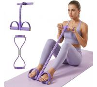 Multifunction Tension Rope - 8-Tube Pedal Resistance Band with Handle, Elastic Pull Yoga Tension Rope Exercise, Figure-8 Loop Band for Abdomen Waist Arm Leg Stretching Slimming Training (purple)