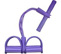 Multifunction Tension Rope Leg Exerciser Sit-up Bodybuilding Expander Elastic Pull Rope Training Equipment, 4-Tube Elastic Sit Up Pull Rope with Foot Pedal Abdominal Exerciser Fitness (Purple)