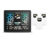 Multifunction Weather Station Alarm Clock Color Screen Sunrise and Sunset Thermometer Hygrometer with Wireless Outdoor Sensor(With 3 White Sensor)