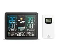 Multifunction Weather Station Alarm Clock Color Screen Sunrise and Sunset Thermometer Hygrometer with Wireless Outdoor Sensor(With 1 White Sensor)