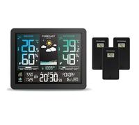 Multifunction Weather Station Alarm Clock Color Screen Sunrise and Sunset Thermometer Hygrometer with Wireless Outdoor Sensor(With 3 Black Sensor)