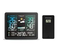 Multifunction Weather Station Alarm Clock Color Screen Sunrise and Sunset Thermometer Hygrometer with Wireless Outdoor Sensor(With 1 Black Sensor)