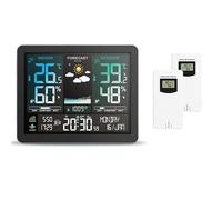 Multifunction Weather Station Alarm Clock Color Screen Sunrise and Sunset Thermometer Hygrometer with Wireless Outdoor Sensor(With 2 White Sensor)