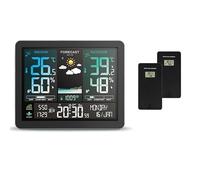 Multifunction Weather Station Alarm Clock Color Screen Sunrise and Sunset Thermometer Hygrometer with Wireless Outdoor Sensor(With 2 Black Sensor)