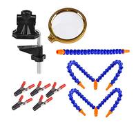Multifunction Welding Platform with 5 Adjustable Arms and 3 Hole Base - Portable Circuit Board Repairing Tool for DIY PCB Soldering and Crafts Carving - 5X Magnifier Included for