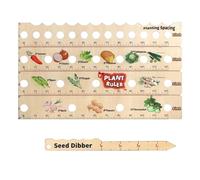 Multifunction Wooden Plant Ruler with Seed Dibber,Seed Spacing Ruler with Planting Guide,Essential Gardening Tools,Seeding Space Tool for Garden