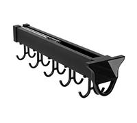 Multifunctional 26-56CM Pull-Out Broom Holder & 16-Hook Pot Rack, Space-Saving for Kitchen, Closet, Home, Cupboard, and Wardrobe Storage Solutions