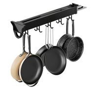 Multifunctional 26-56CM Pull-Out Broom Holder & Slide Pot Rack, 12 Hook Storage for Kitchen Closet, Efficient Space-Saving Solution for Home