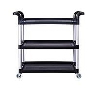 Multifunctional 3-Tier Portable Hand Truck Trolley Cart with Handle - Heavy-Duty Plastic Rolling Dining & Catering Cart for Restaurants Hotels and Events
