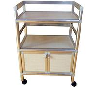 Multifunctional 3-Tier Stainless Steel Storage Trolley with Lockers Mobile Drinks Service Cart 40kg Capacity Wood & Universal Wheels Kitchen Utility White - 49x33x71 cm