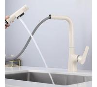 Multifunctional 3 Way Kitchen Faucet Pull Out Brass Water Filter Tap Purified Water Mixer Oatmeal Color Flexible Design Easy Installation Modern Style