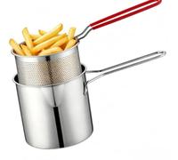 Multifunctional 304 Stainless Steel Fryer Mini Deep Fat Fryer Pan Fine Mesh Filter Stove Top Fryer With Basket French Fries, Fried Fish, Tempura,2pcs