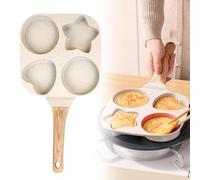 Multifunctional 4 Hole Omelette Pan, 2025 New Non Stick Breakfast Skillet, 4 in 1 Cooking Design Easy Flip and Clean, Gas Electric Ceramic Induction Hob Use (Beige)